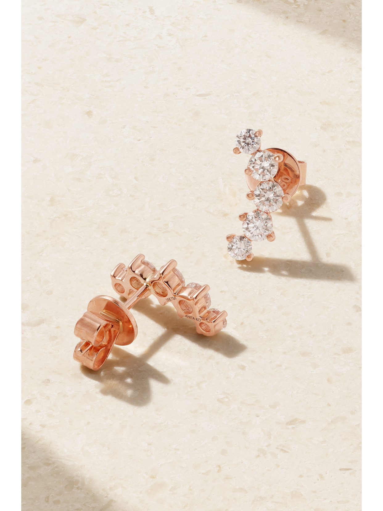 Shop Anita Ko Arc 18-karat Rose Gold Diamond Earrings