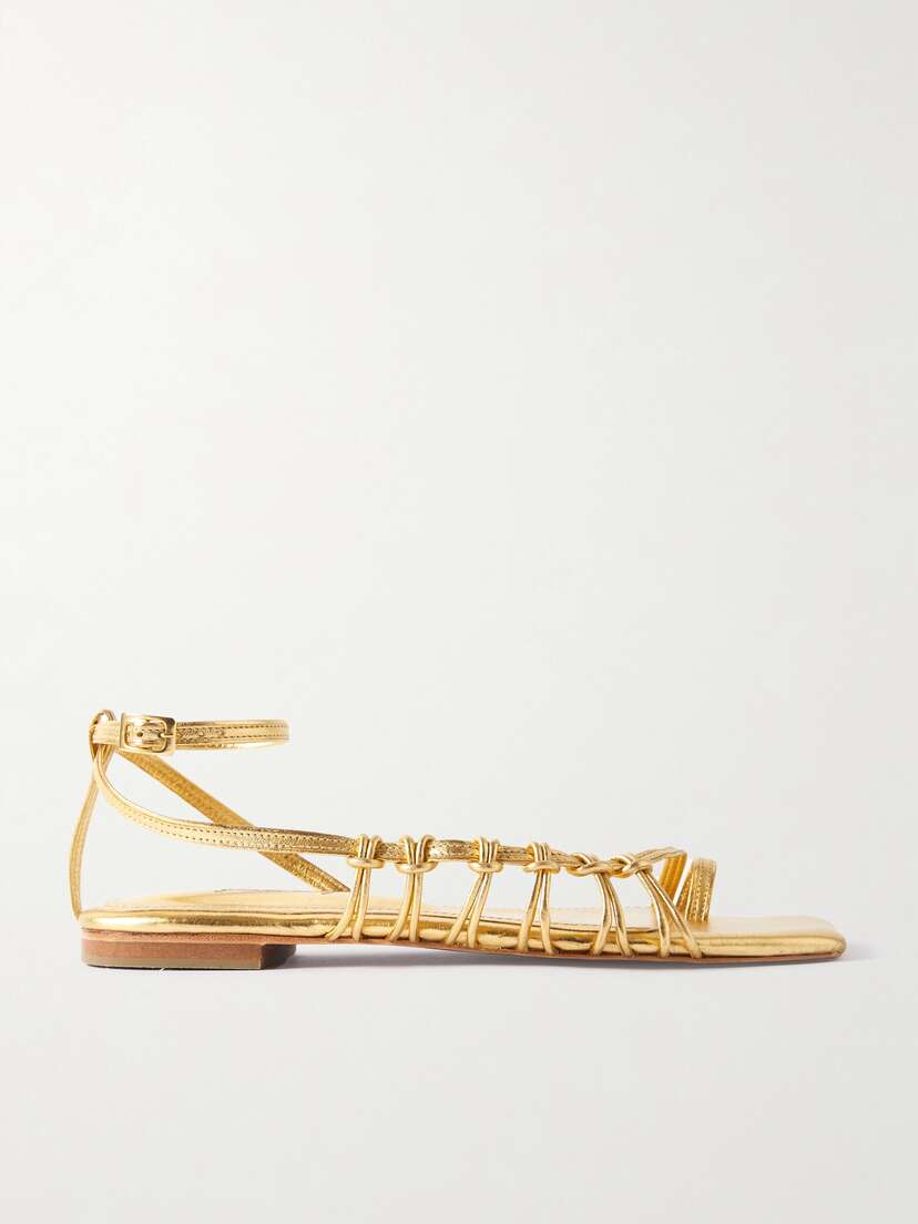 Johanna Ortiz + Net Sustain Moon Gazer Metallic Leather Sandals