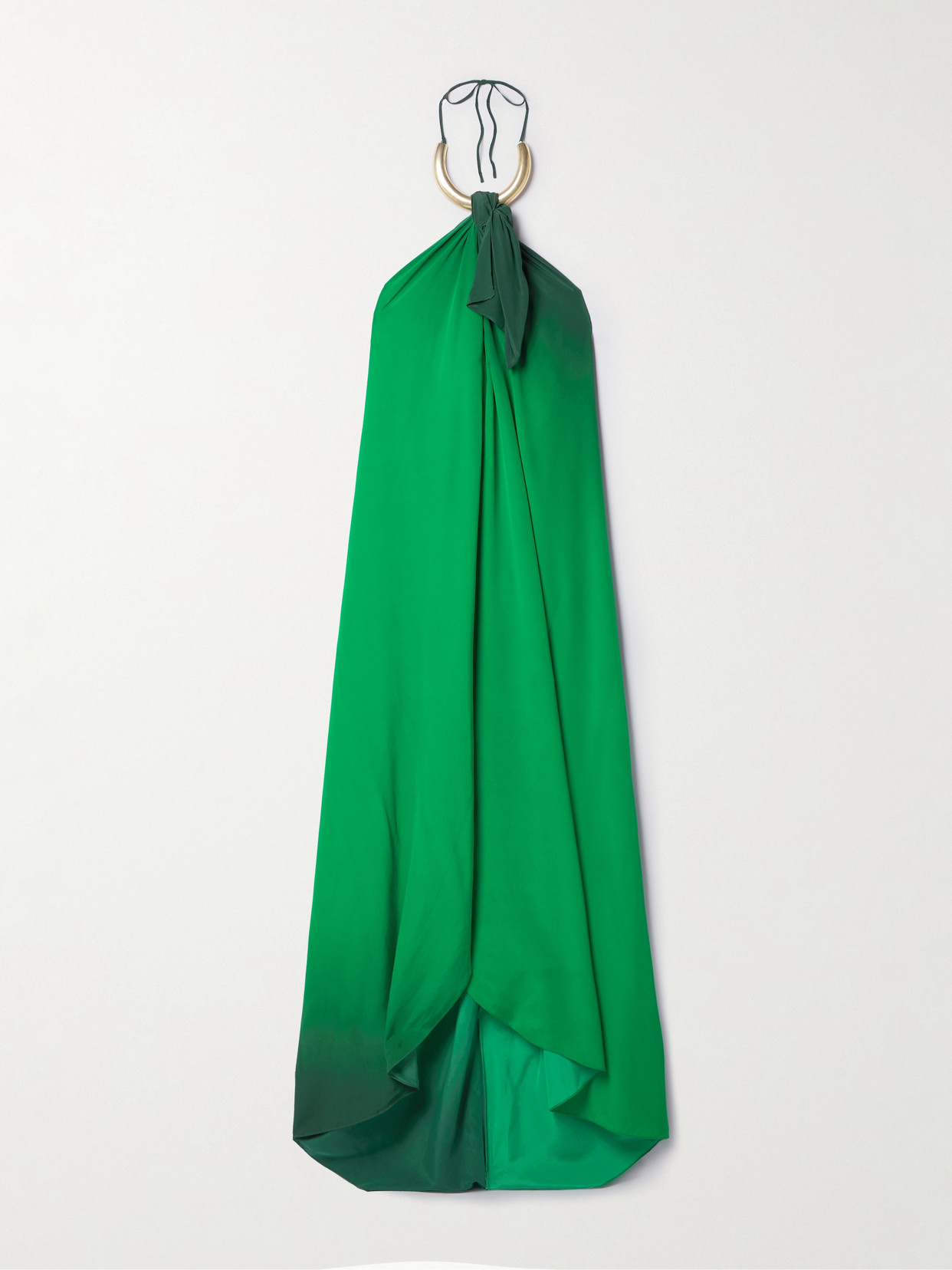 Johanna Ortiz + Net Sustain Dreamer's Refuge Embellished Dégradé Silk Crepe De Chine Halterneck Dress In Green