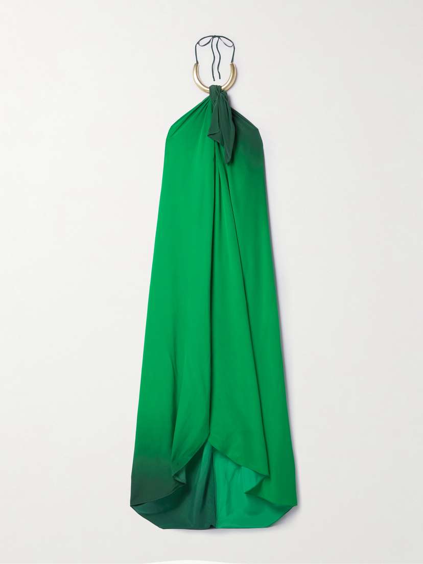 Johanna Ortiz + Net Sustain Dreamer's Refuge Embellished Dégradé Silk Crepe De Chine Halterneck Dress