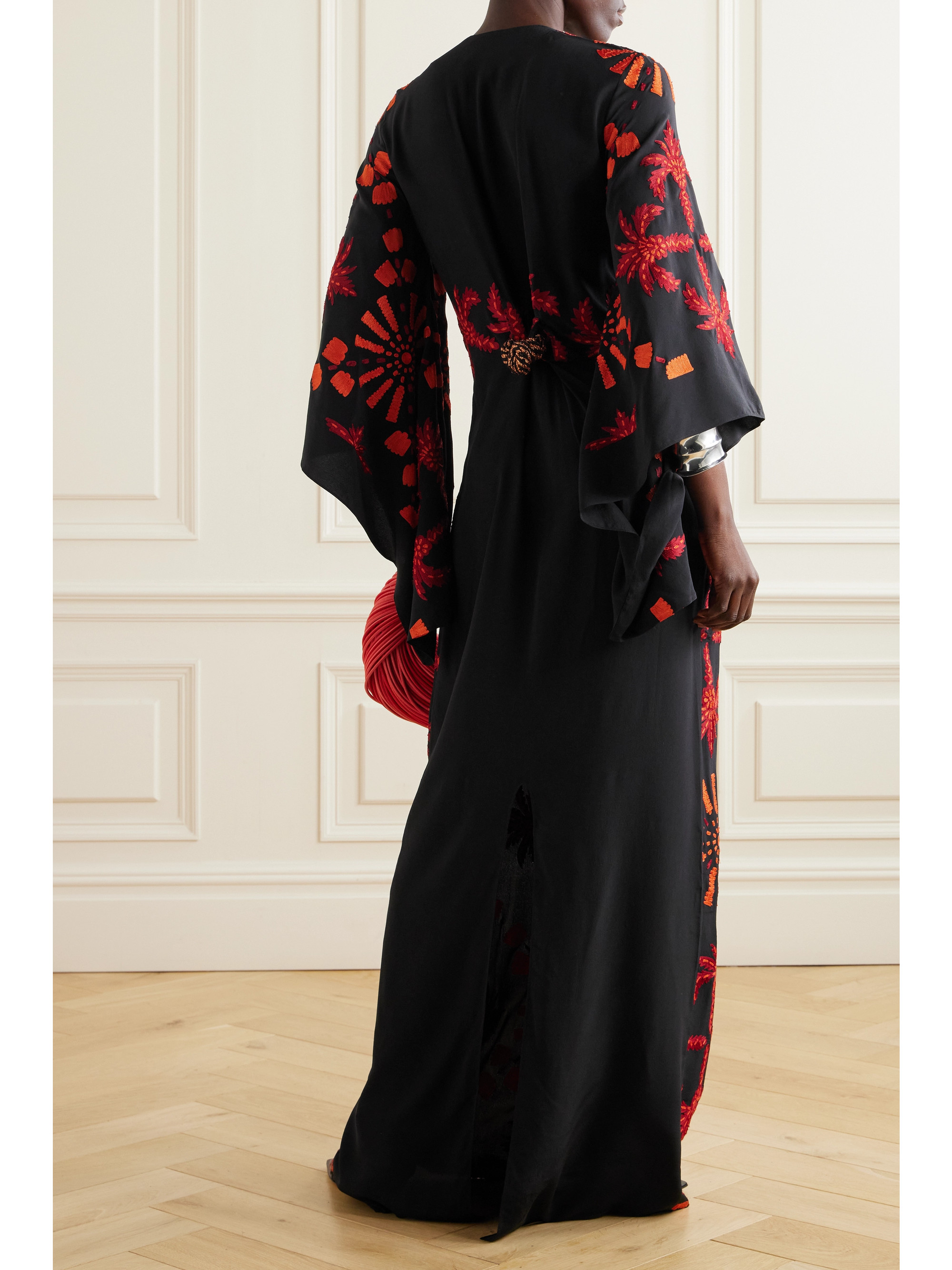 Johanna Ortiz + NET SUSTAIN Historias Salvajes embroidered silk crepe de chine maxi dress thumbnail