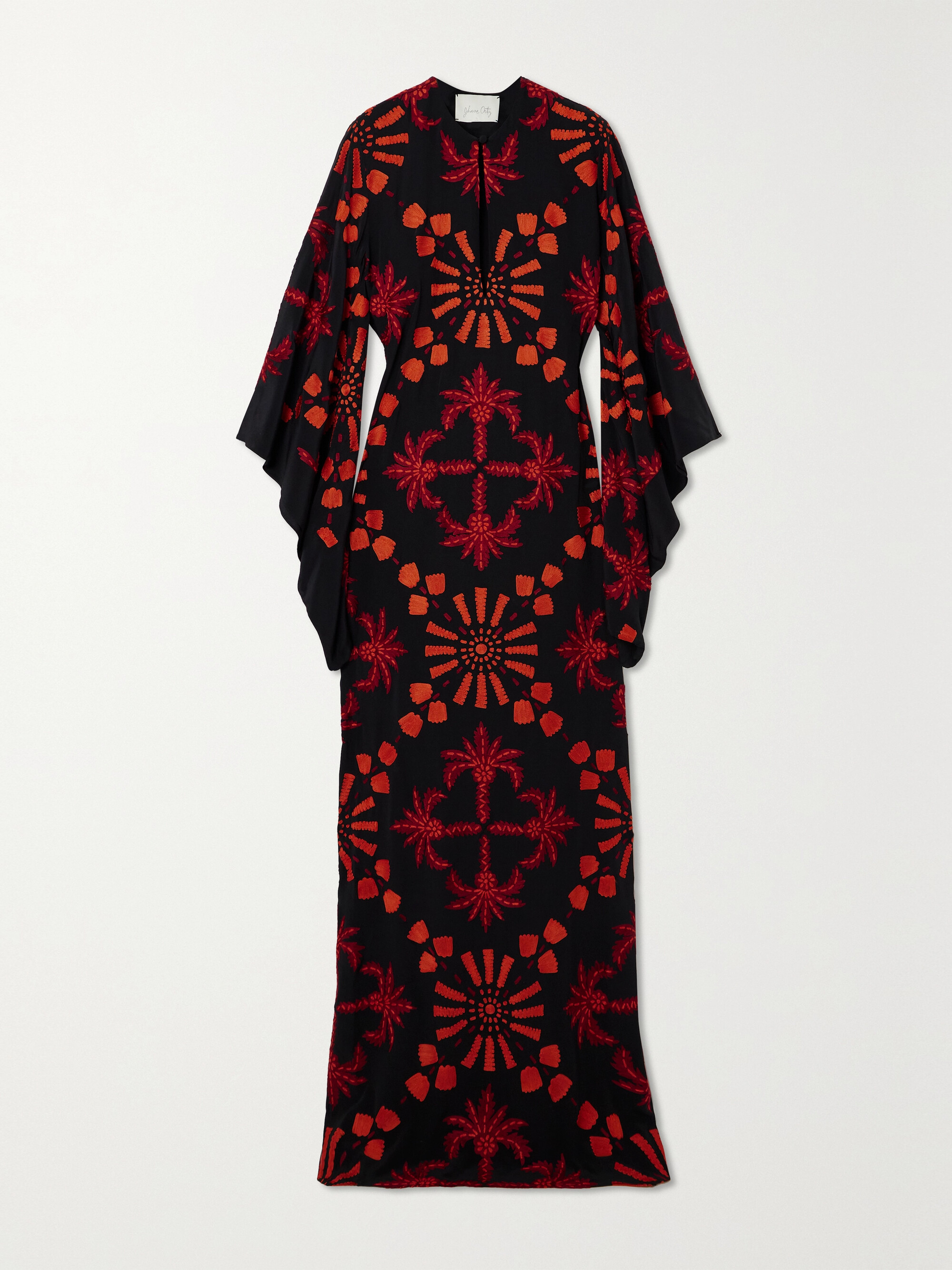 Johanna Ortiz + NET SUSTAIN Historias Salvajes embroidered silk crepe de chine maxi dress thumbnail