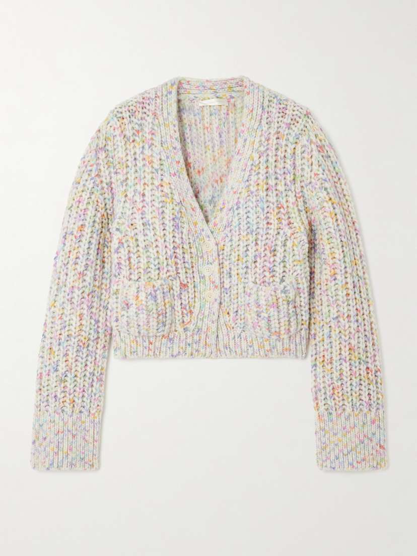 LoveShackFancy Meli Cropped Ribbed Alpaca-blend Cardigan - x large