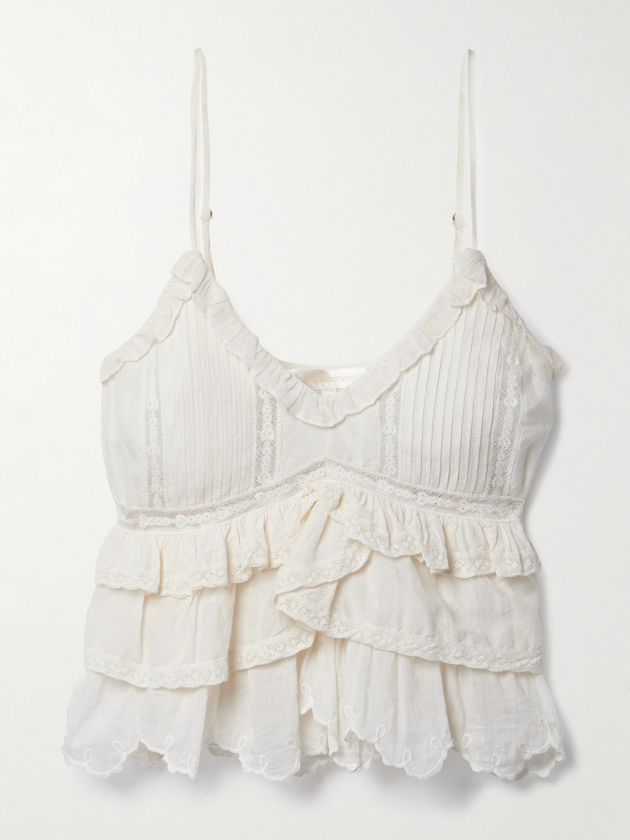 LoveShackFancy - Abbott Embroidered Crochet-trimmed Cotton-blend Voile Tank - Ivory