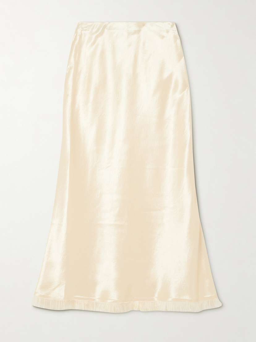 LoveShackFancy Castle Frayed Satin Midi Skirt -  - x large