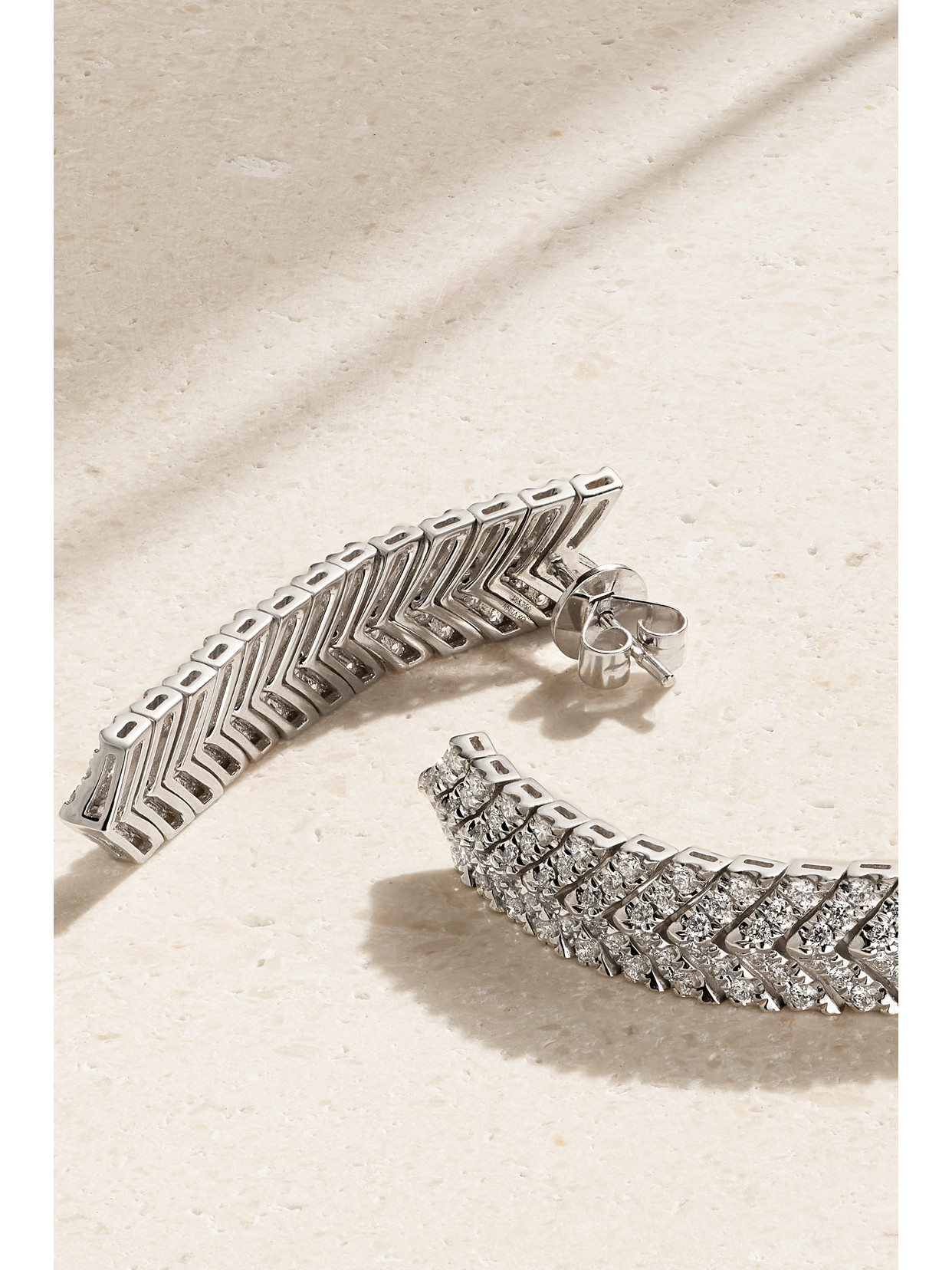 Shop Anita Ko Zipper 18-karat White Gold Diamond Earrings