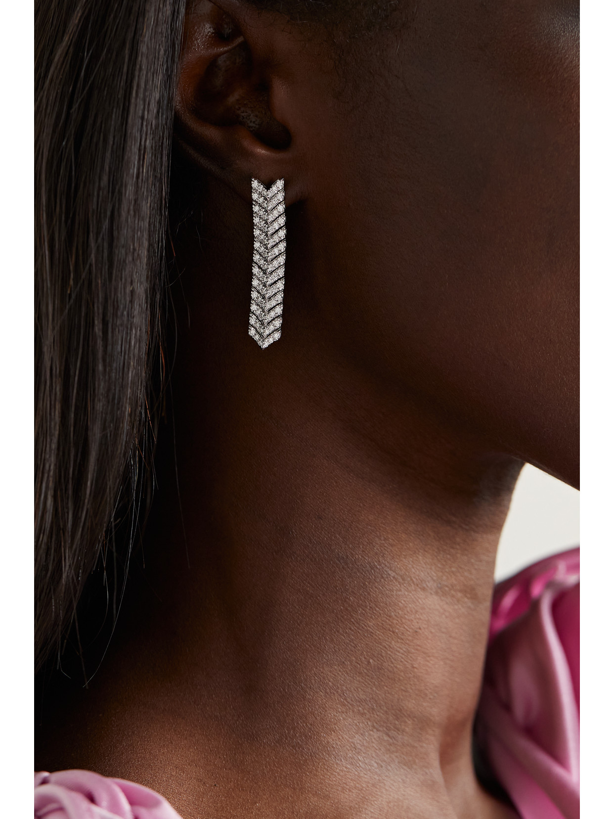Anita Ko Zipper 18-karat White Gold Diamond Earrings In Gold