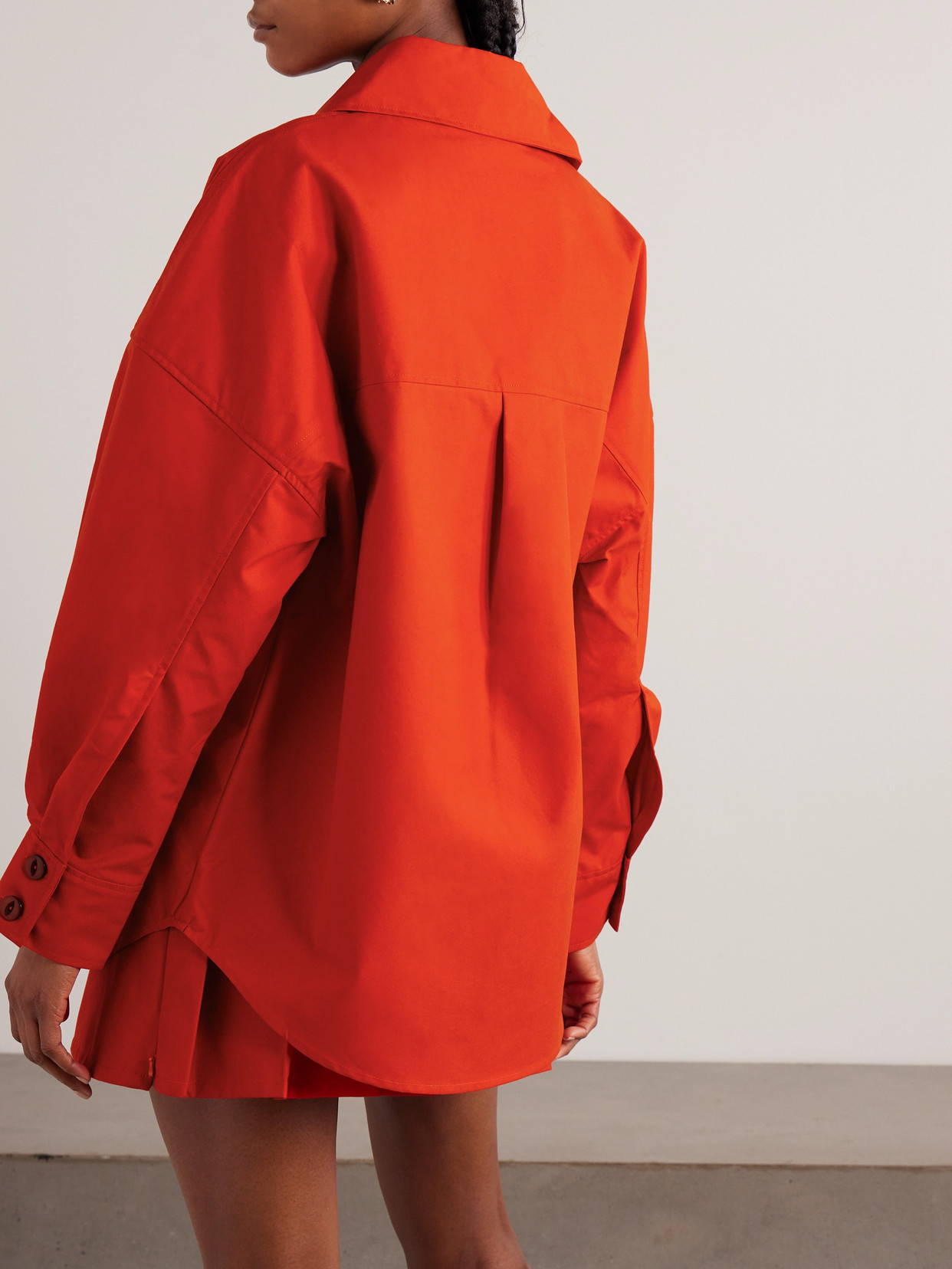 Tolu Coker Rile Oversized Coated-cotton Shirt In Red
