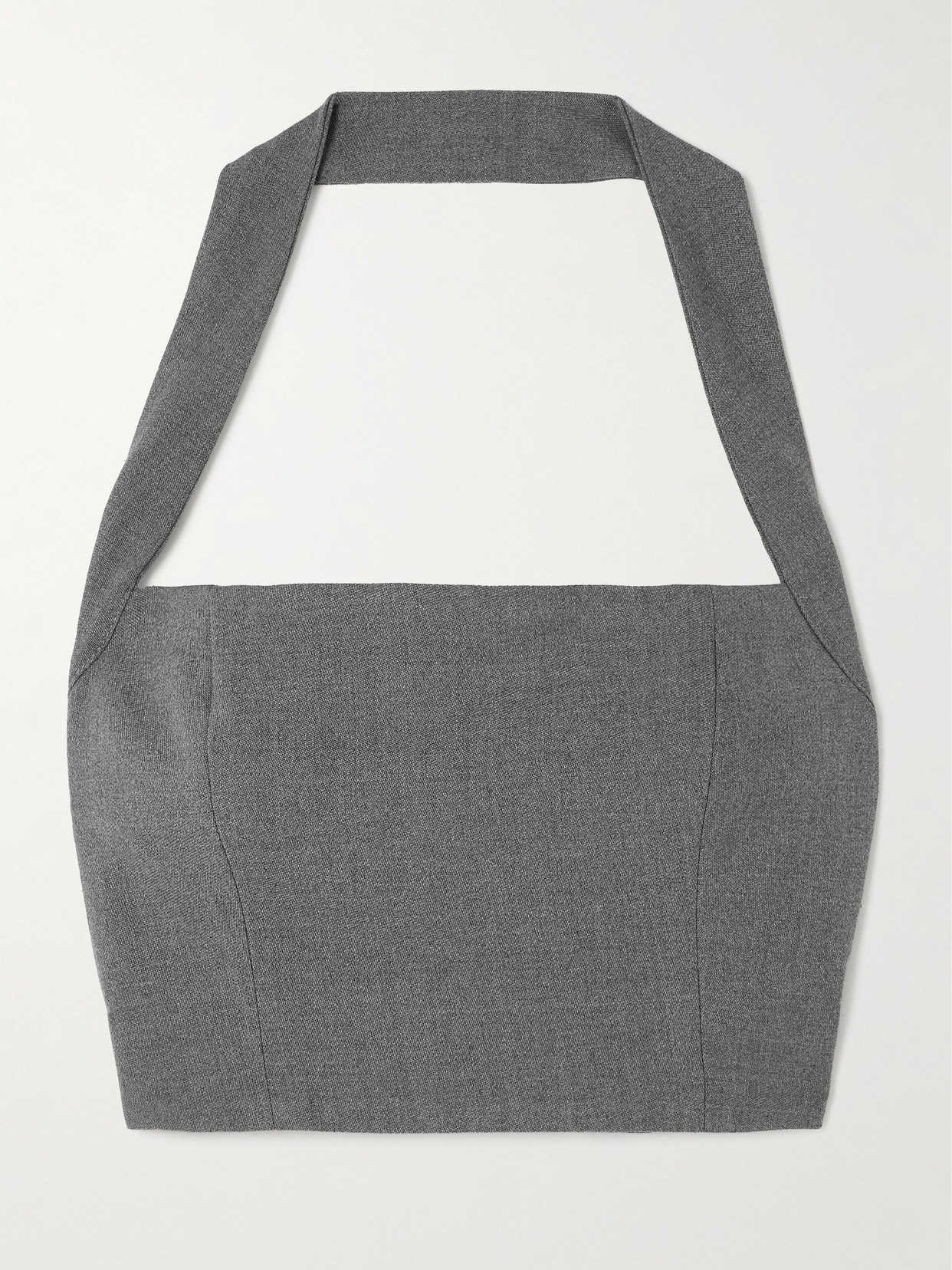 Tolu Coker Woop Cropped Wool Halterneck Top In Gray