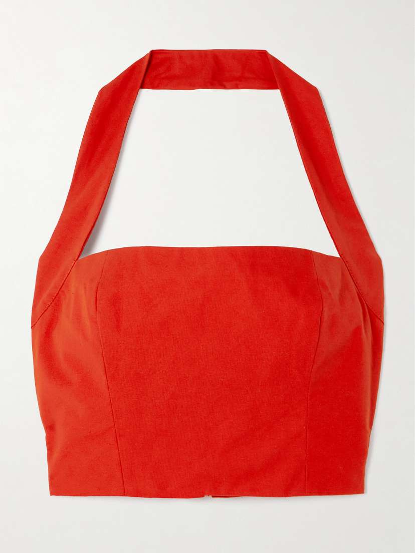 Tolu Coker Woop Cropped Cotton Halterneck Top