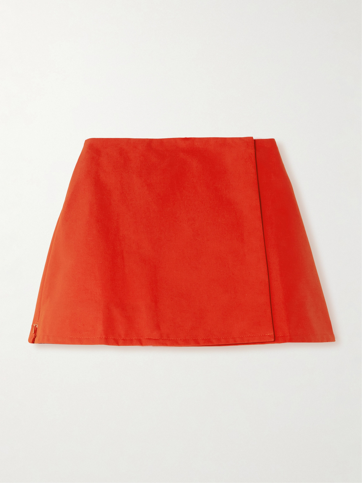 Tolu Coker Pleated Coated-cotton Mini Wrap Skirt In Red