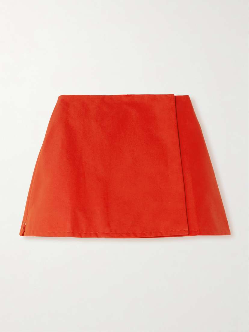 Tolu Coker Pleated Coated-cotton Mini Wrap Skirt