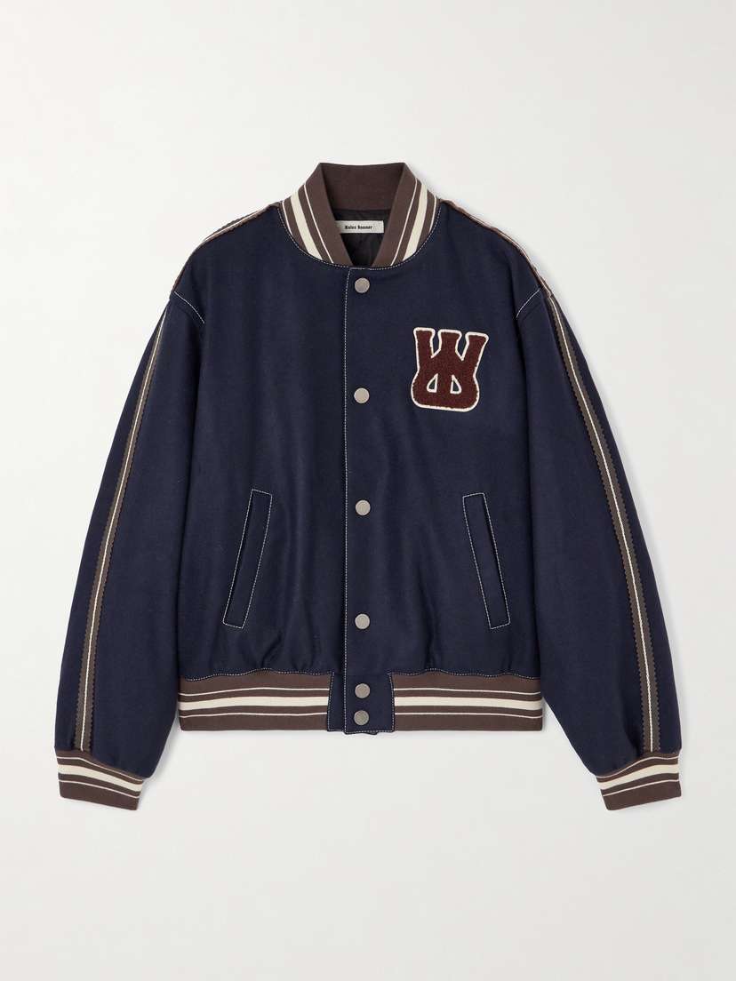 Wales Bonner Appliquéd Embroidered Wool-blend Varsity Jacket