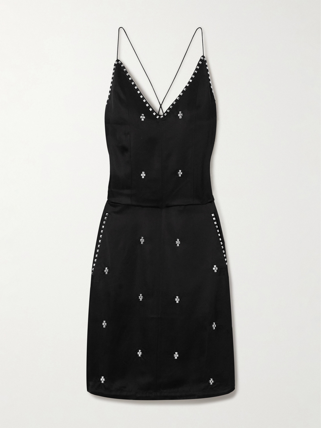Wales Bonner - Honour Studded Satin Mini Dress - Black