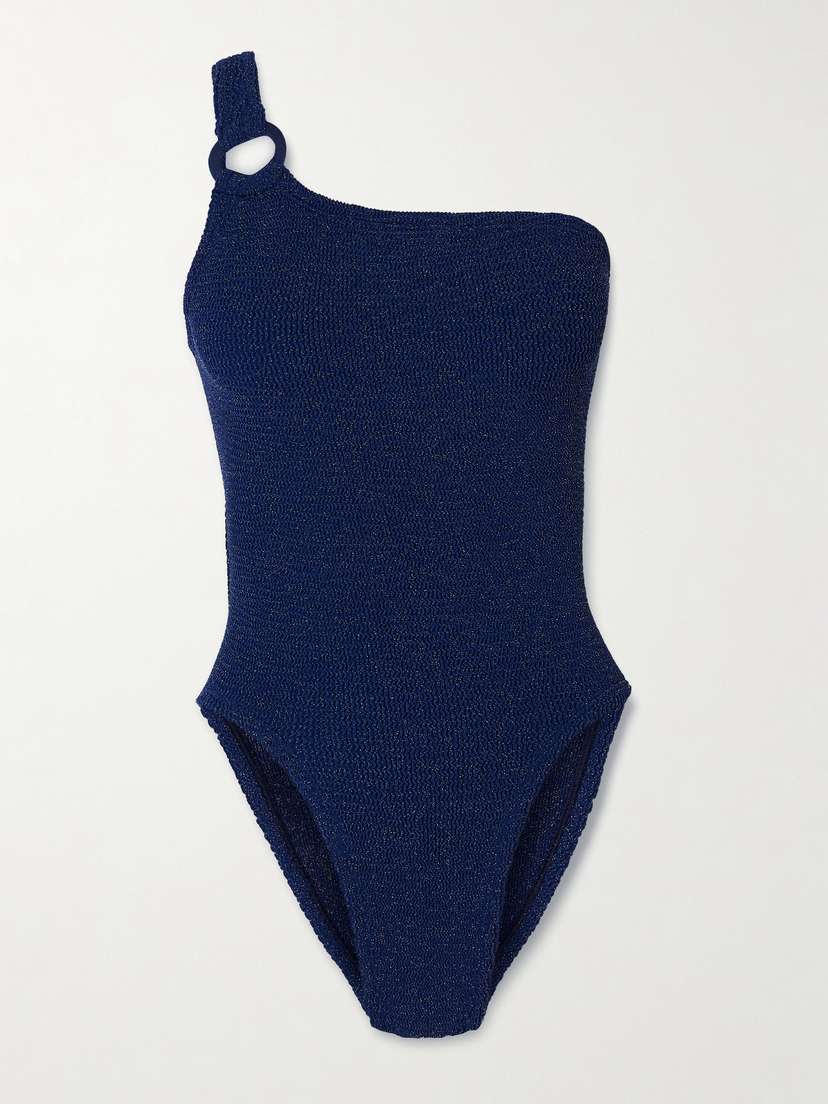 Hunza G Nina One-shoulder Metallic Seersucker Swimsuit