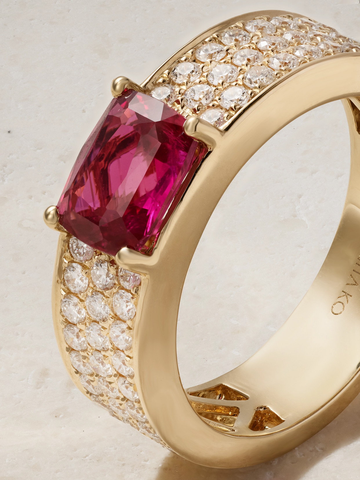 Shop Anita Ko 18-karat Gold, Ruby And Diamond Ring In Red