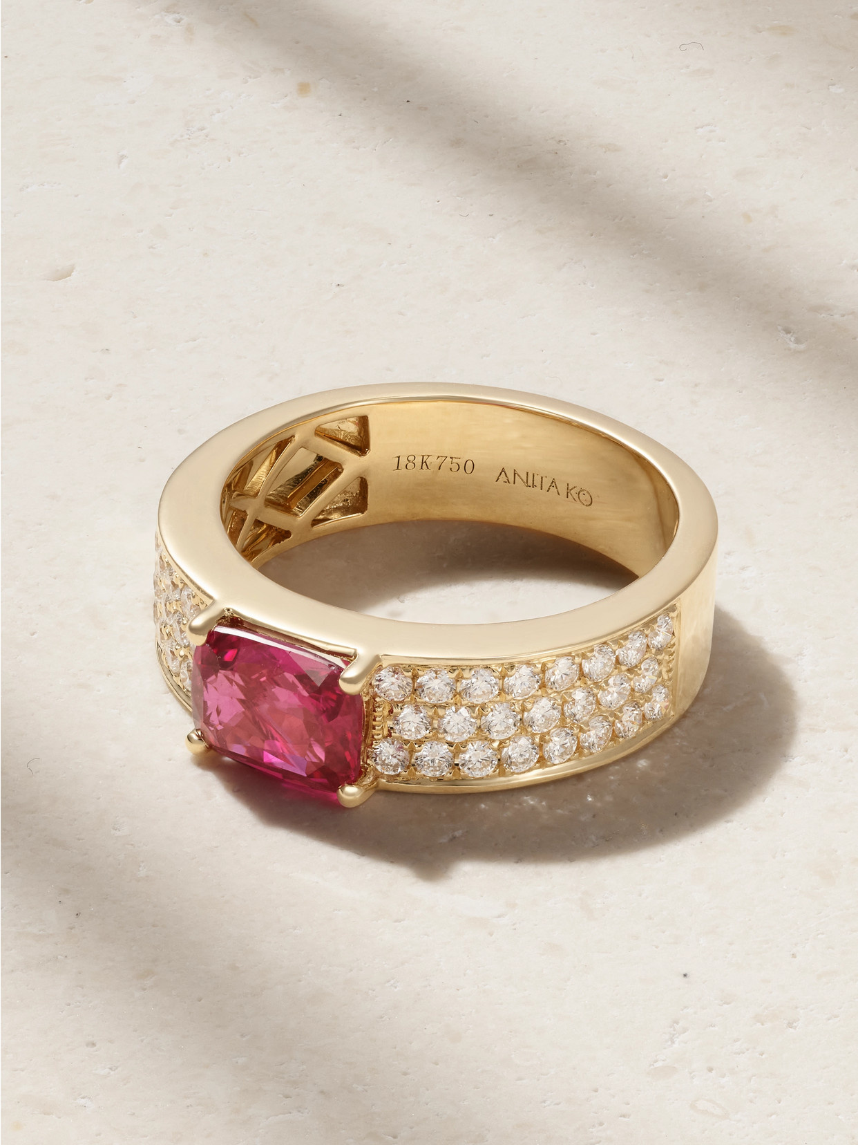 Anita Ko 18-karat Gold, Ruby And Diamond Ring In Red