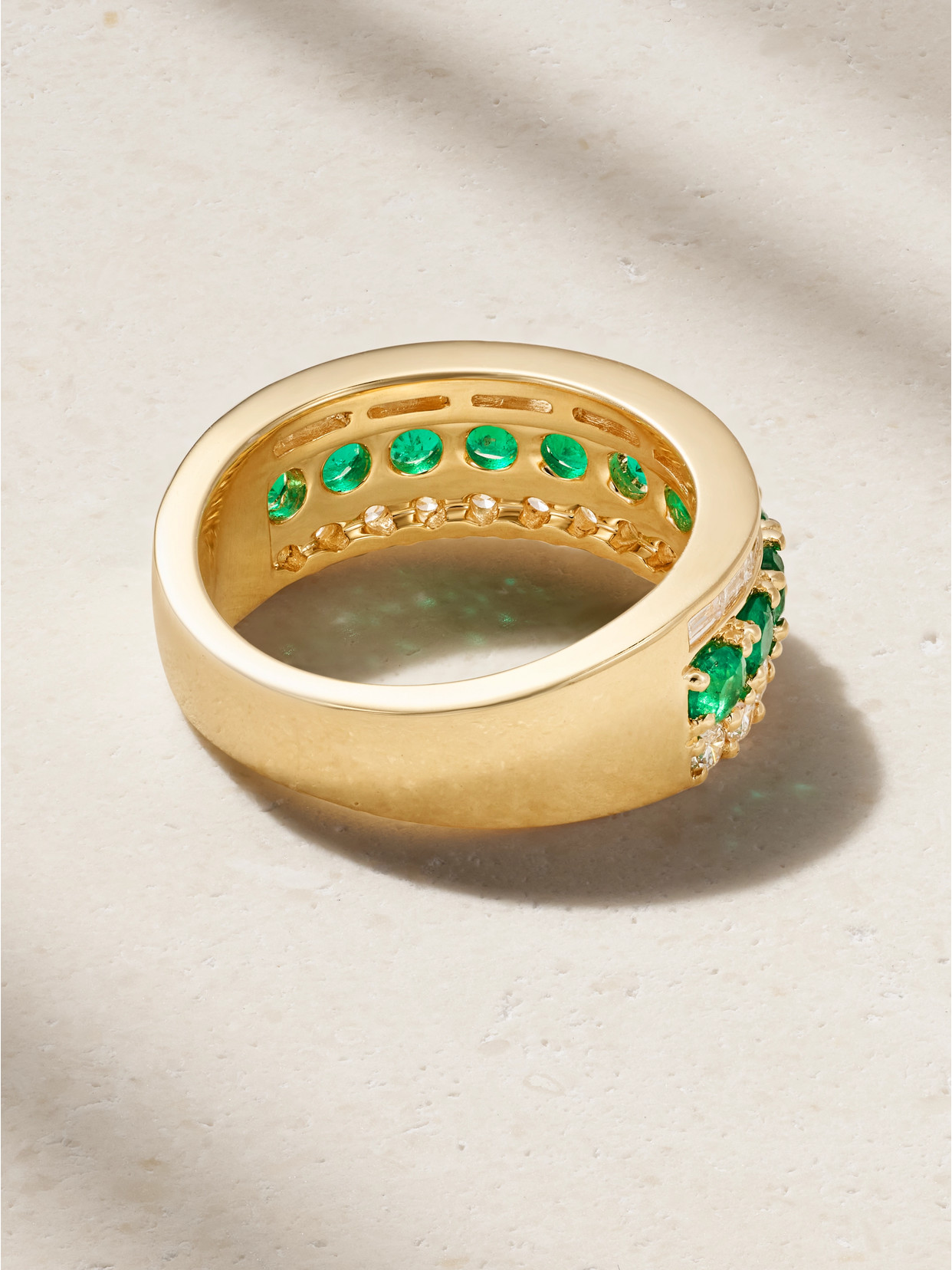 Shop Anita Ko 18-karat Gold, Emerald And Diamond Ring In Green