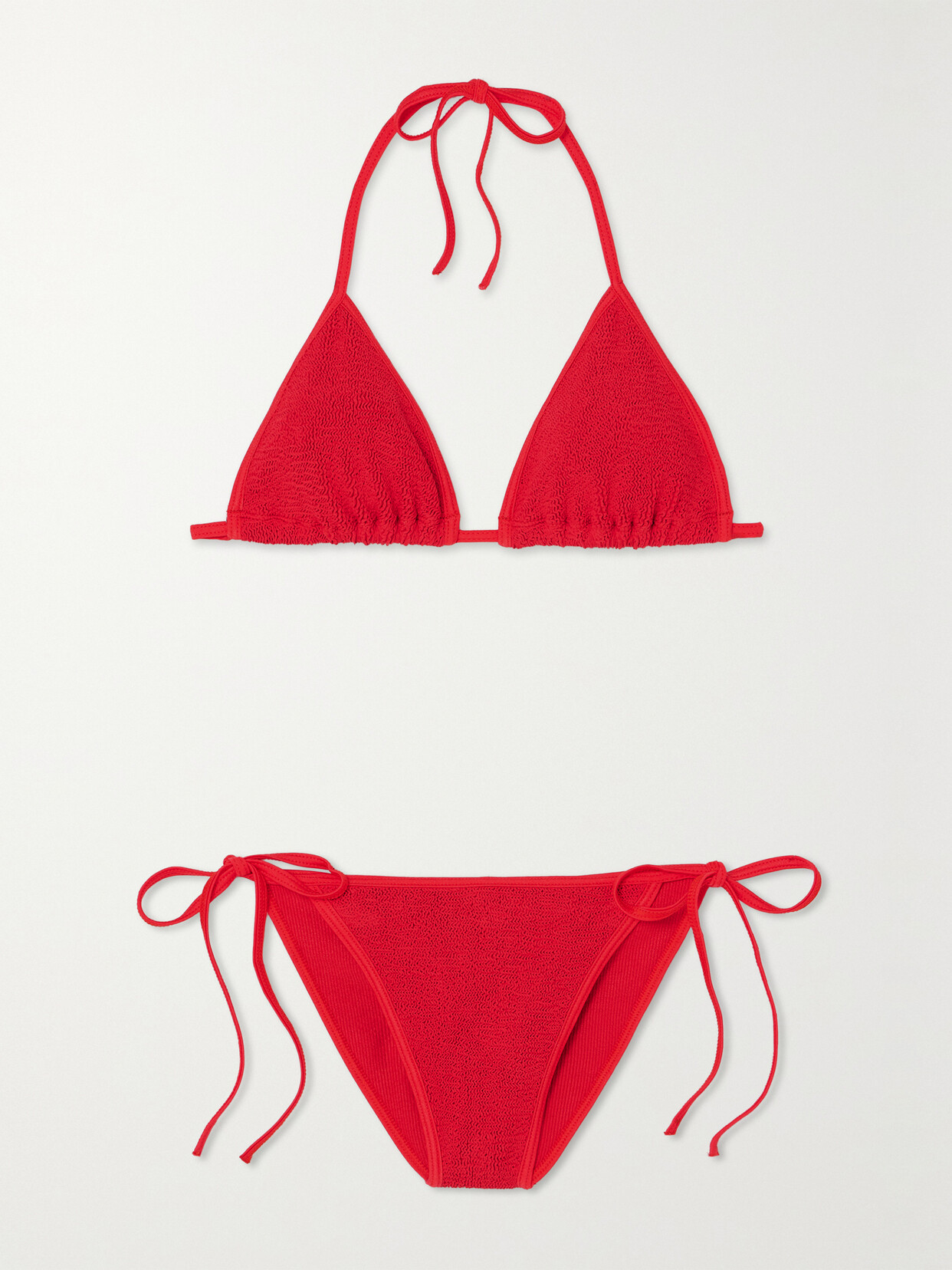 Shop Hunza G Gina Seersucker Bikini In Red