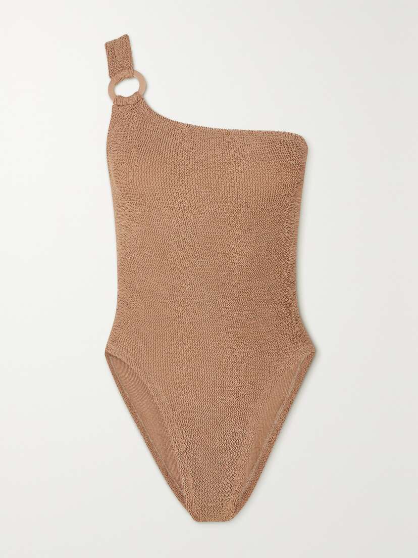 Hunza G Nina One-shoulder Metallic Seersucker Swimsuit