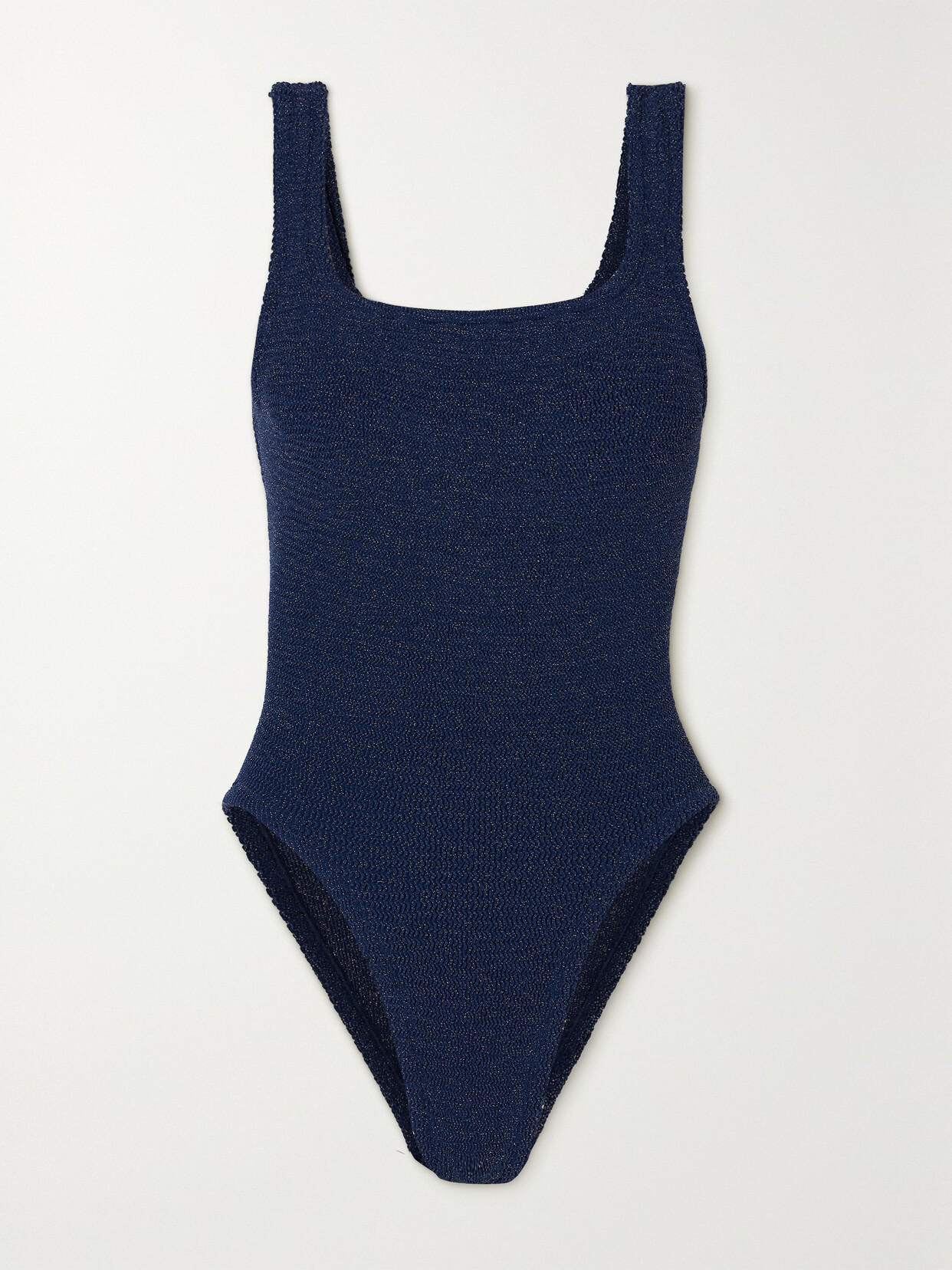 Hunza G Metallic Seersucker Swimsuit In Blue