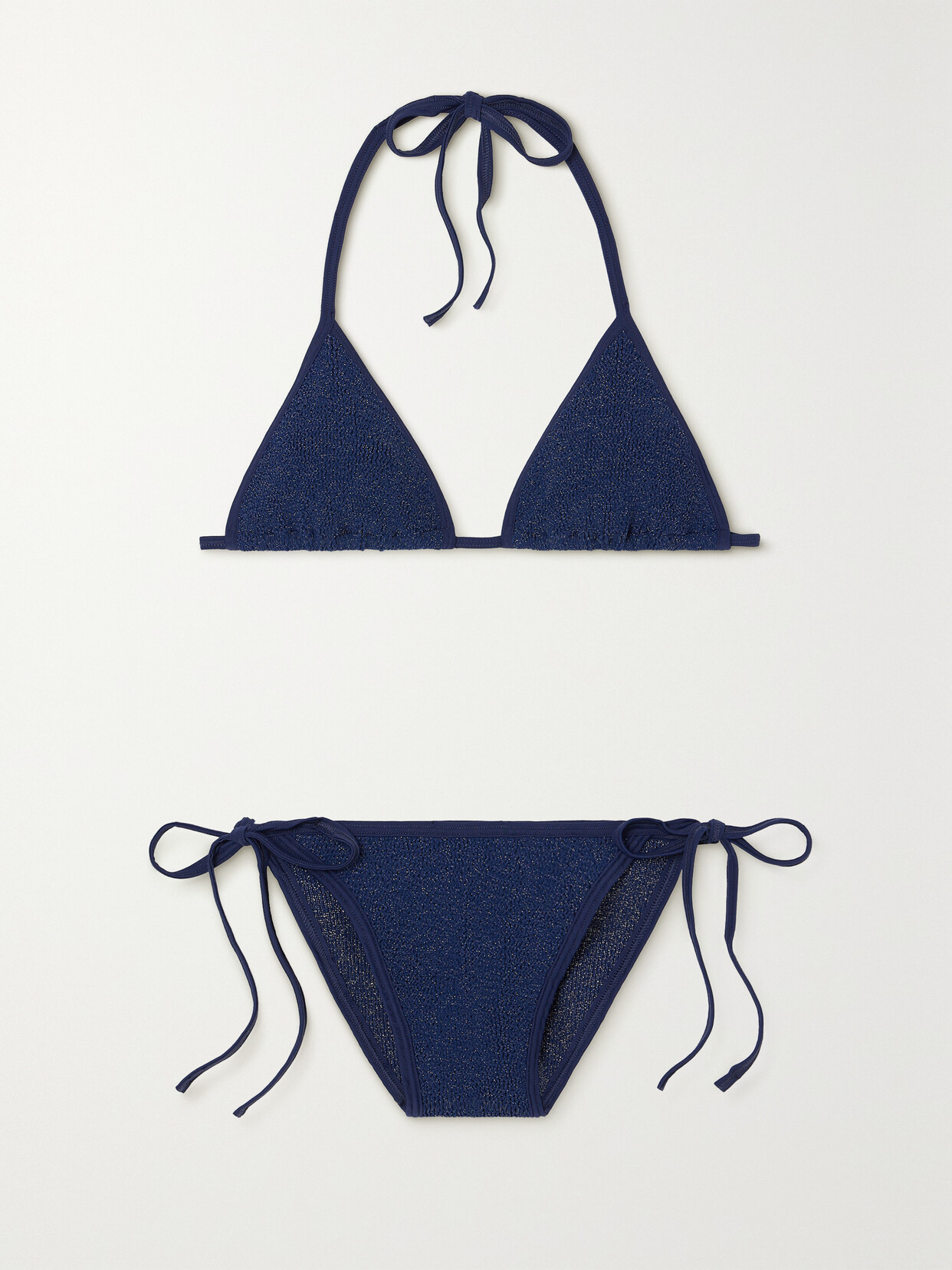 Hunza G Gina Metallic Seersucker Bikini In Blue