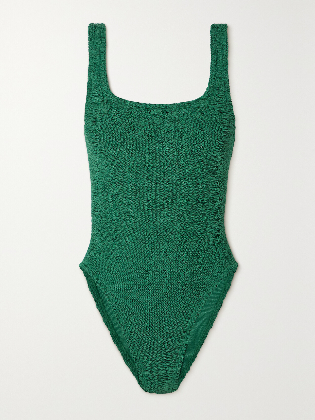 Hunza G Seersucker Metallic Swimsuit In Green