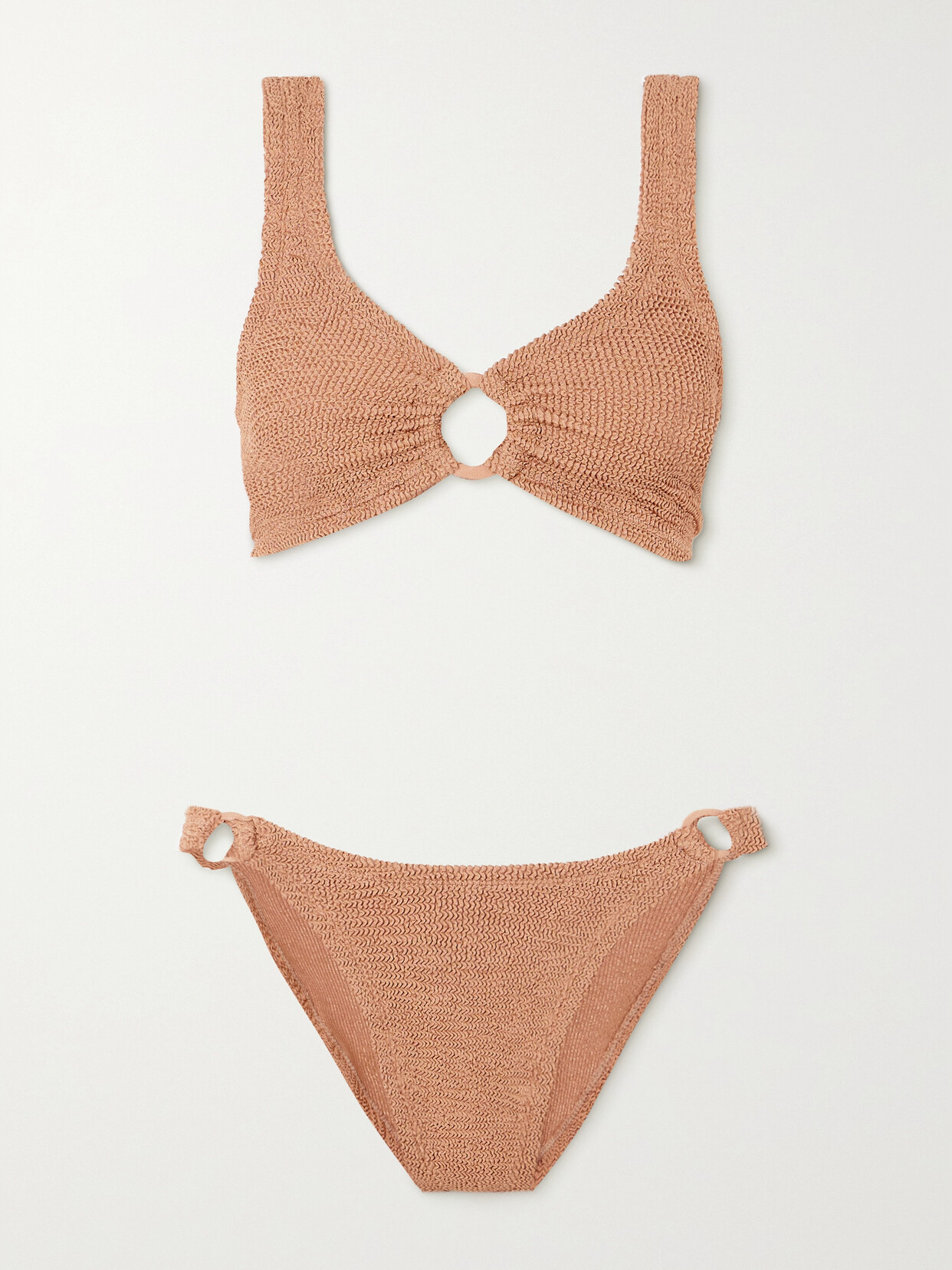 Hunza G - Hallie Metallic Seersucker Bikini - Brown