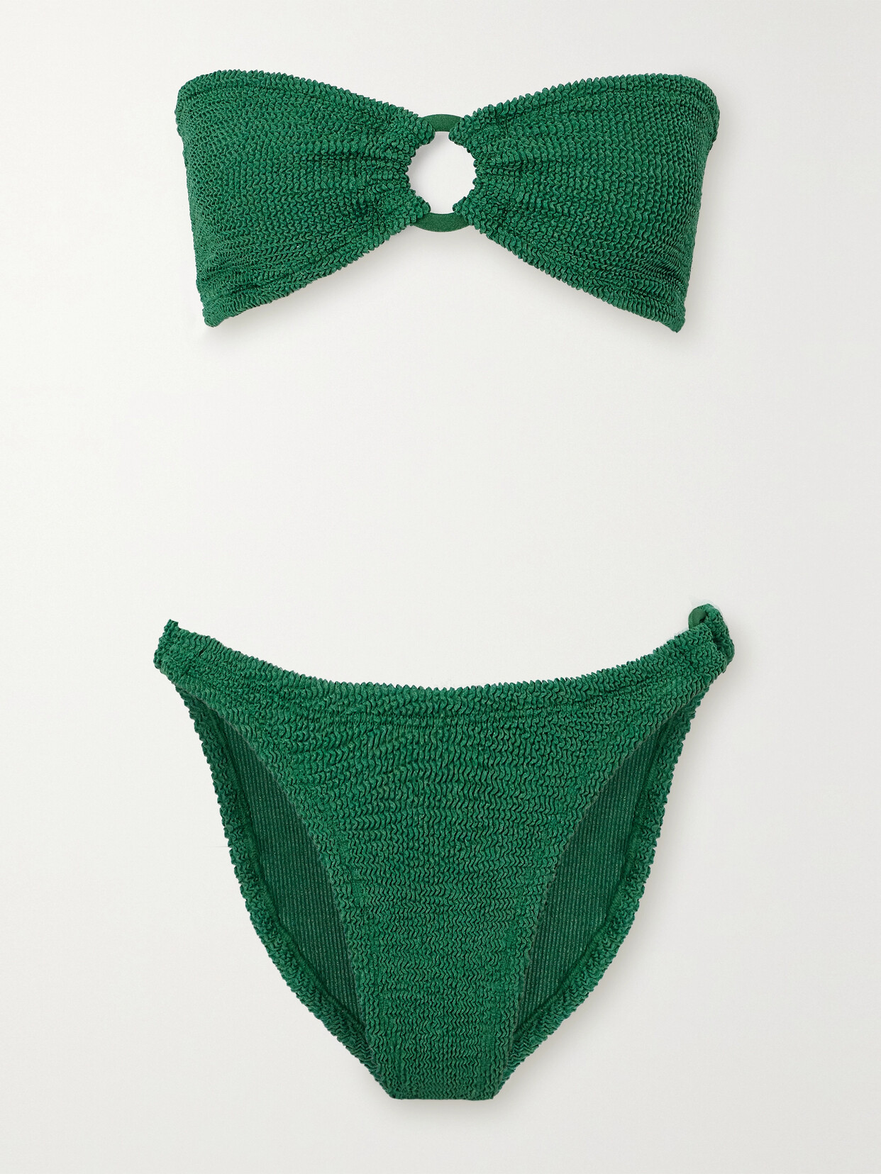 Hunza G Gloria Seersucker Bandeau Bikini In Green