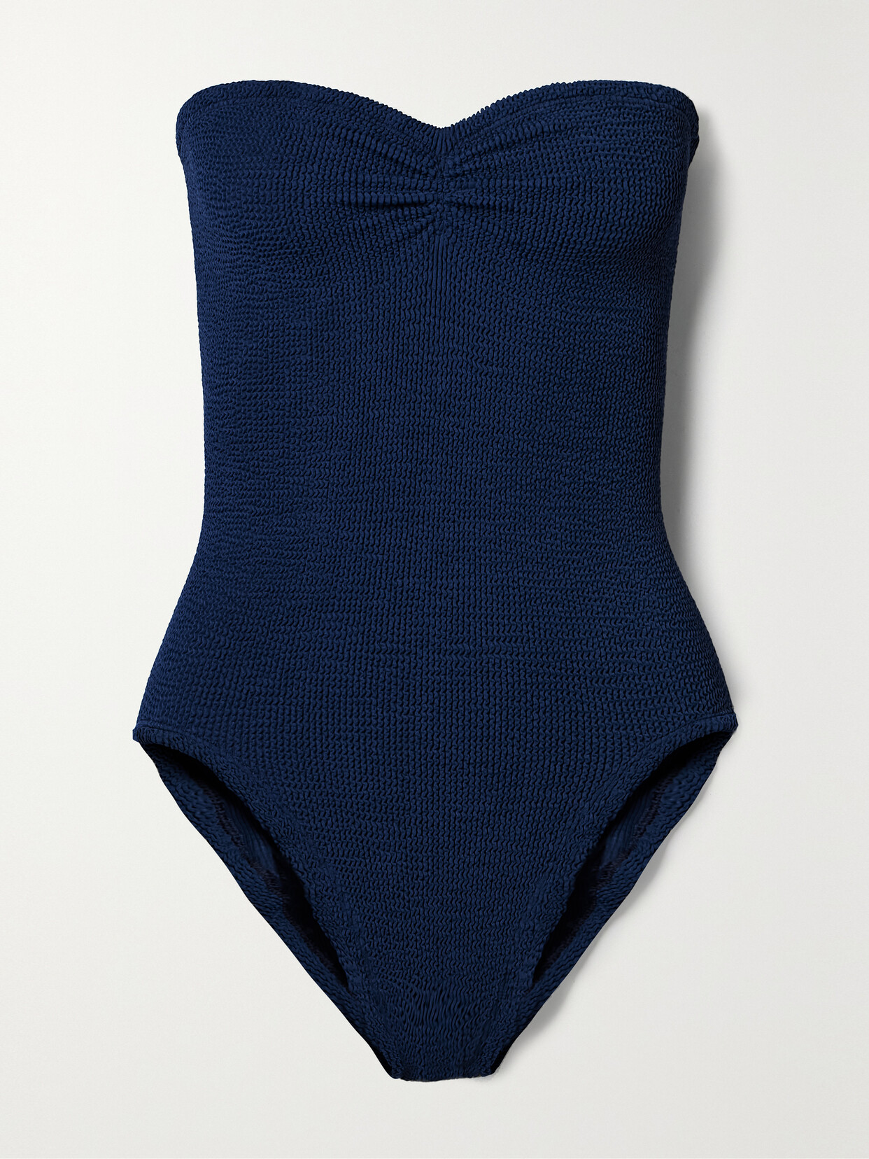 Hunza G Brooke Seersucker Bandeau Swimsuit In Blue