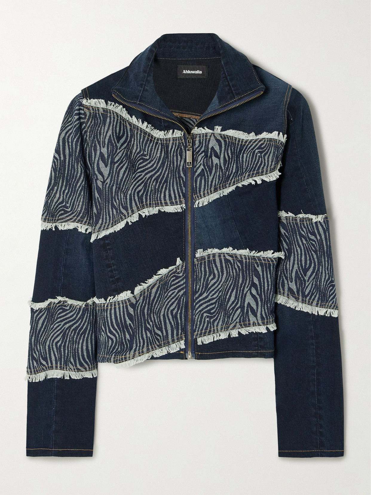 Ahluwalia - Frayed Patchwork Recycled-denim And Denim-jacquard Jacket - Blue