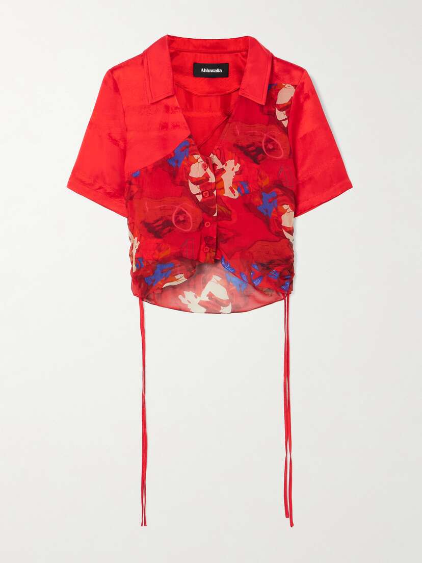 Ahluwalia Priya Layered Satin And Printed Chiffon Shirt
