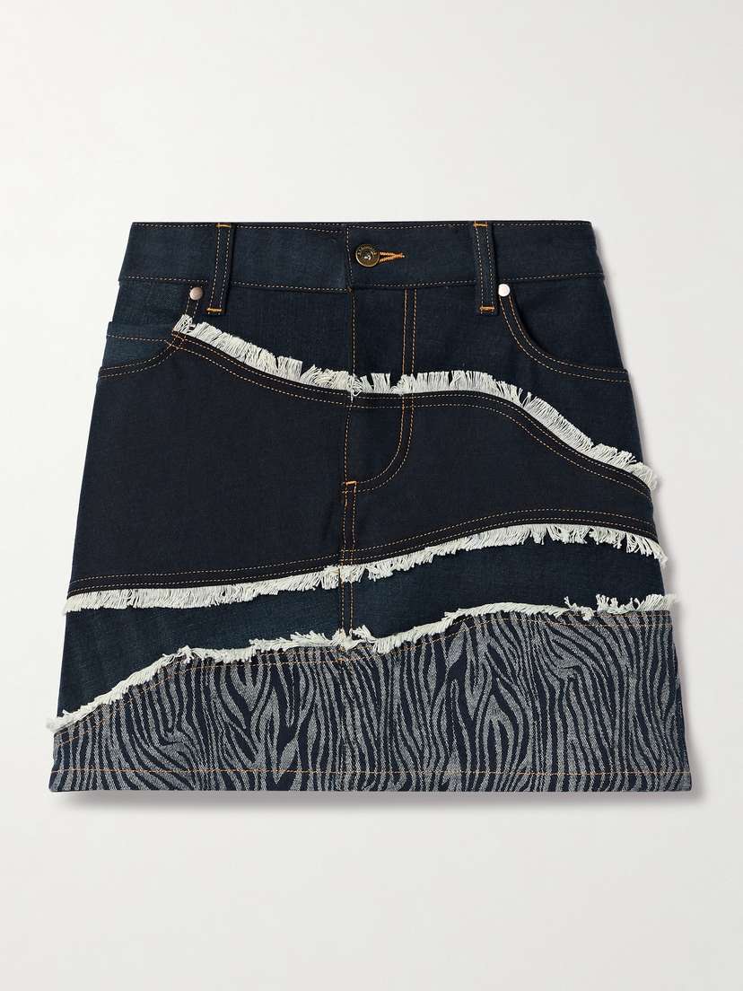 Ahluwalia Frayed Paneled Recycled-denim Mini Skirt