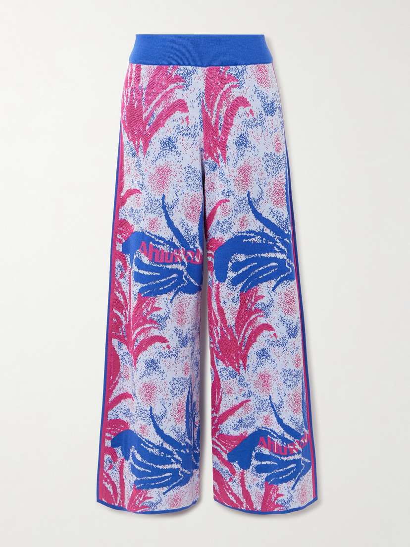 Ahluwalia Kiara Jacquard-knit Merino Wool Wide-leg Pants