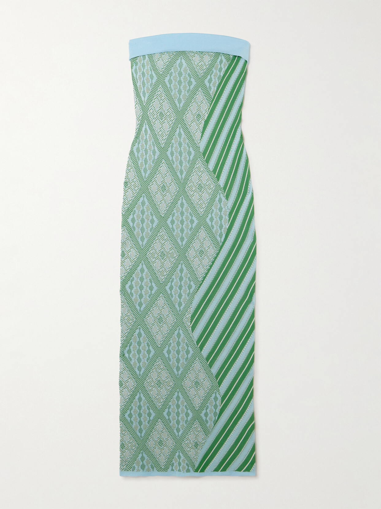 Ahluwalia - Jade Strapless Paneled Jacquard-knit Maxi Dress - Blue