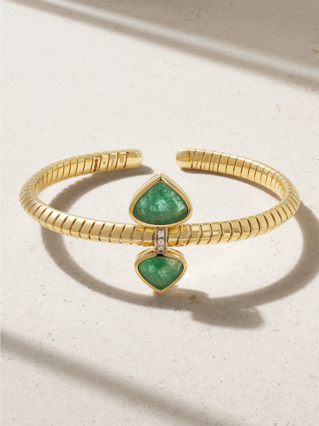 Marina B - 18-karat Gold, Emerald And Diamond Bangle - Green