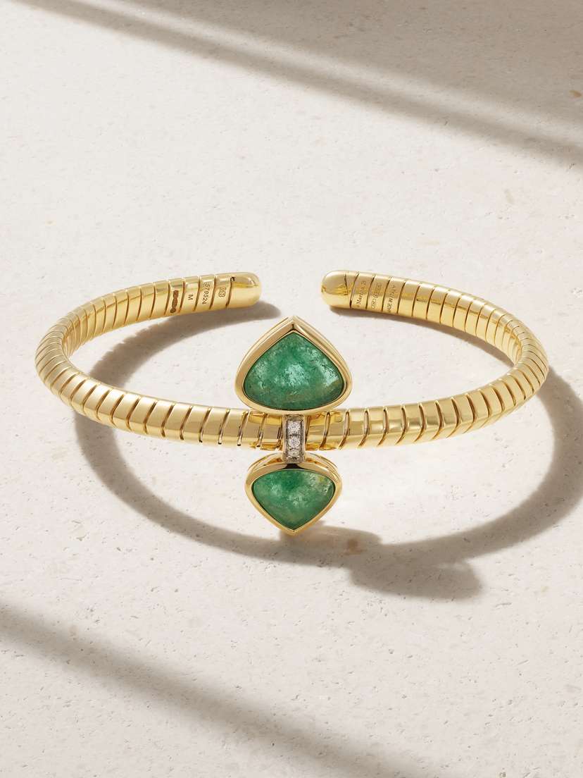 Marina B 18-karat Gold, Emerald And Diamond Bangle