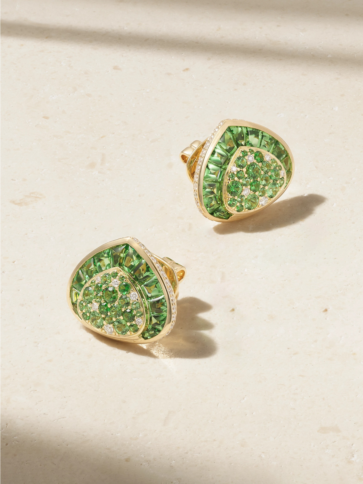 Marina B Dora 18-karat Gold, Tsavorite And Diamond Earrings In Green