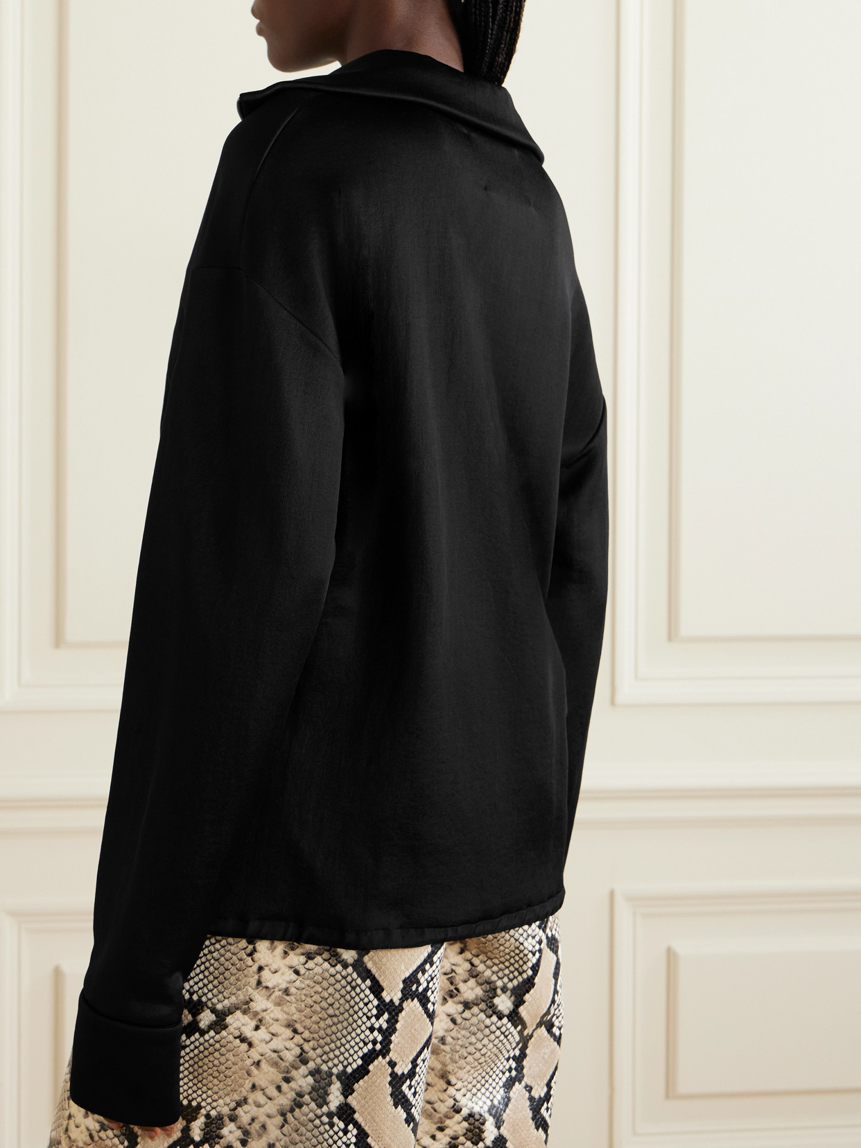 Jil Sander Jersey Half-zip Sweatshirt In Black