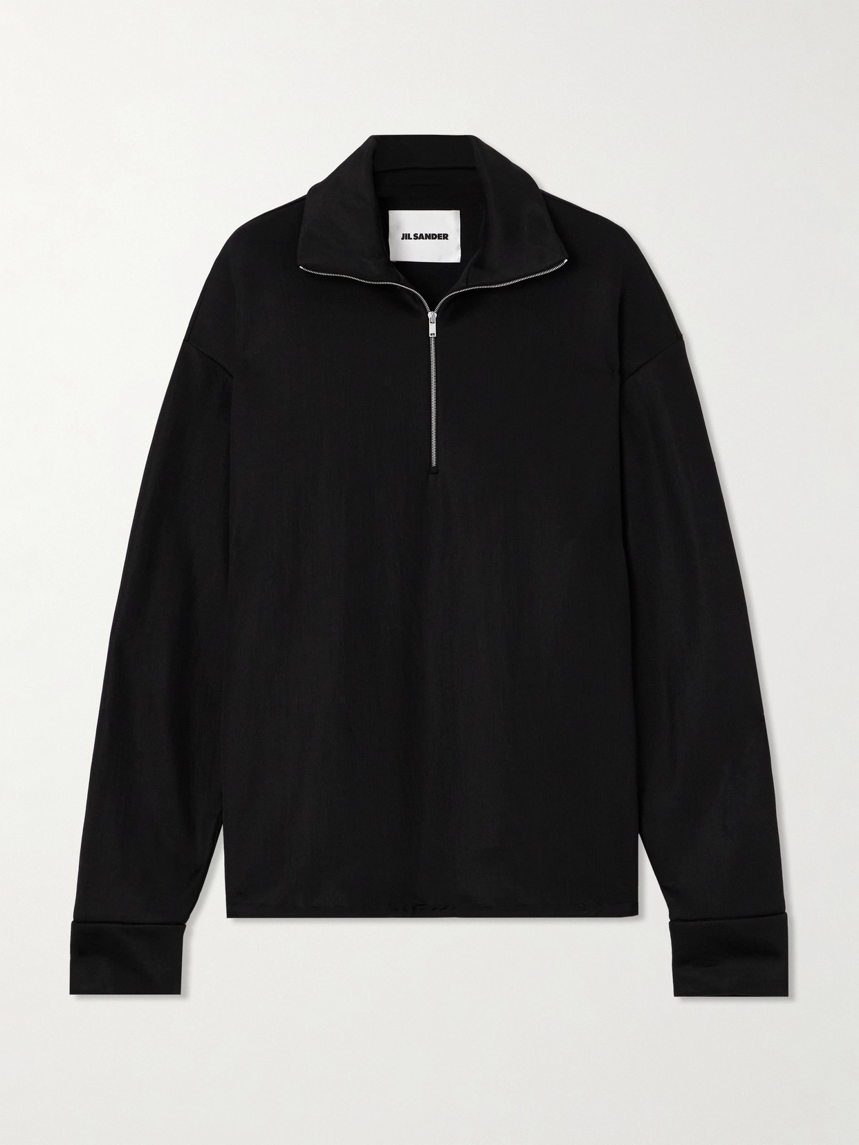 Jil Sander Jersey Half-zip Sweatshirt In Black