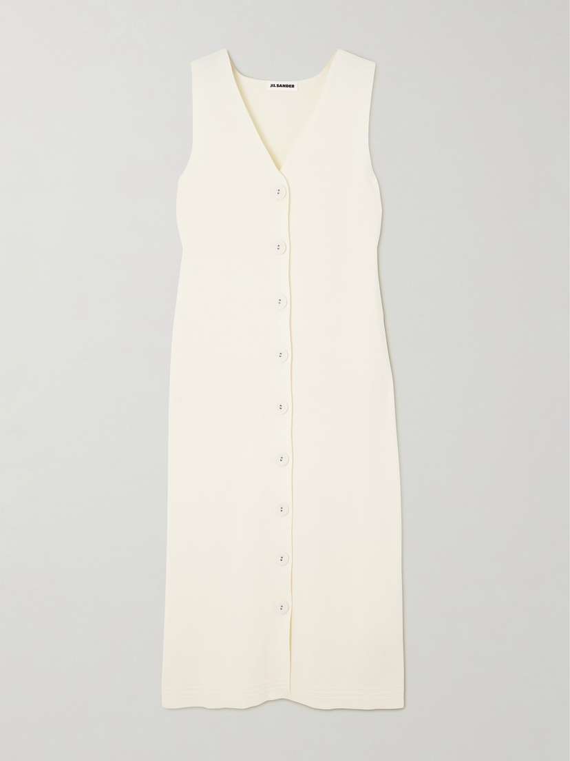 Jil Sander Ribbed-knit Cotton-blend Midi Dress