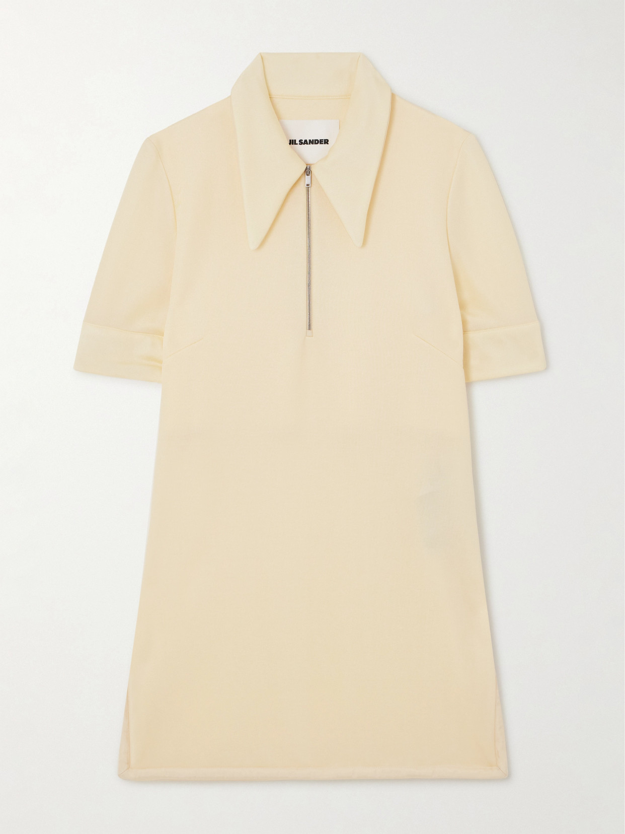 Shop Jil Sander Satin-trimmed Jersey Polo Shirt In Off-white