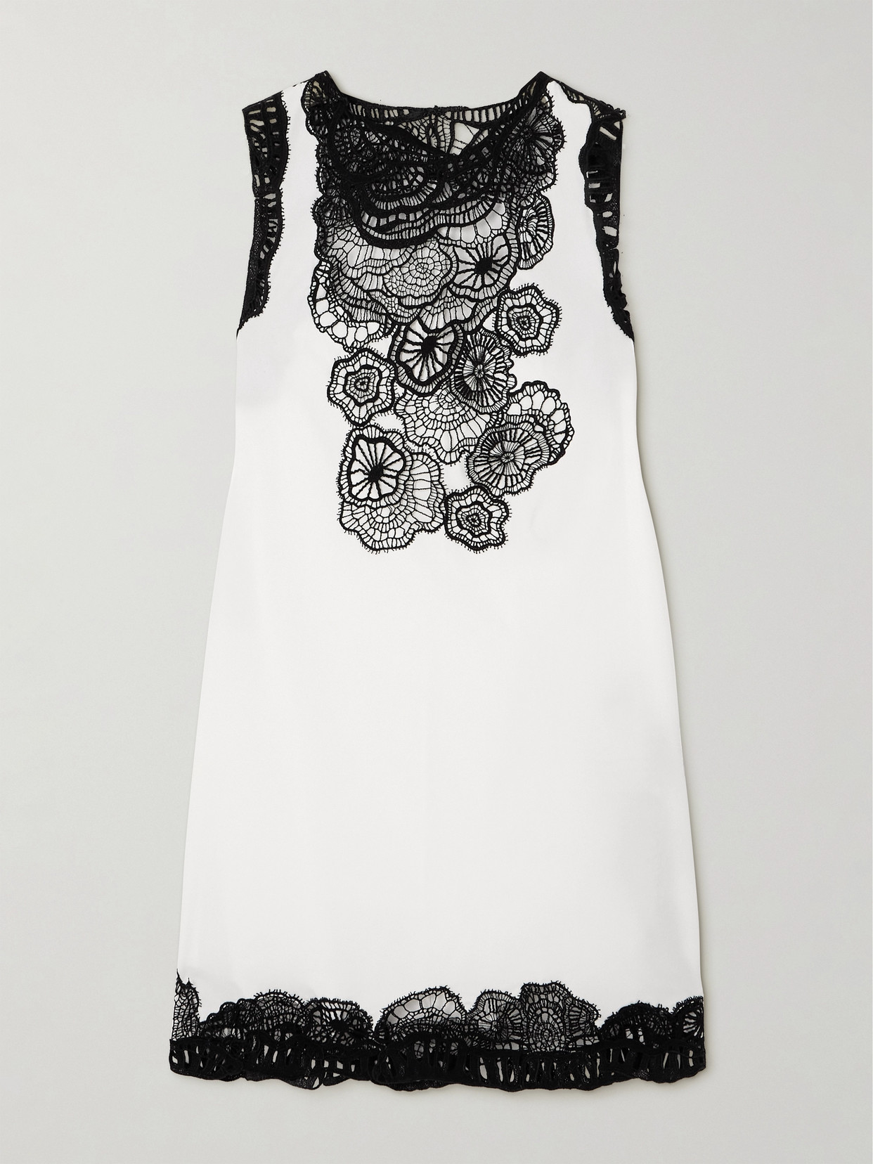 Jil Sander - Guipure Lace-trimmed Organic Cotton-poplin Mini Dress - White