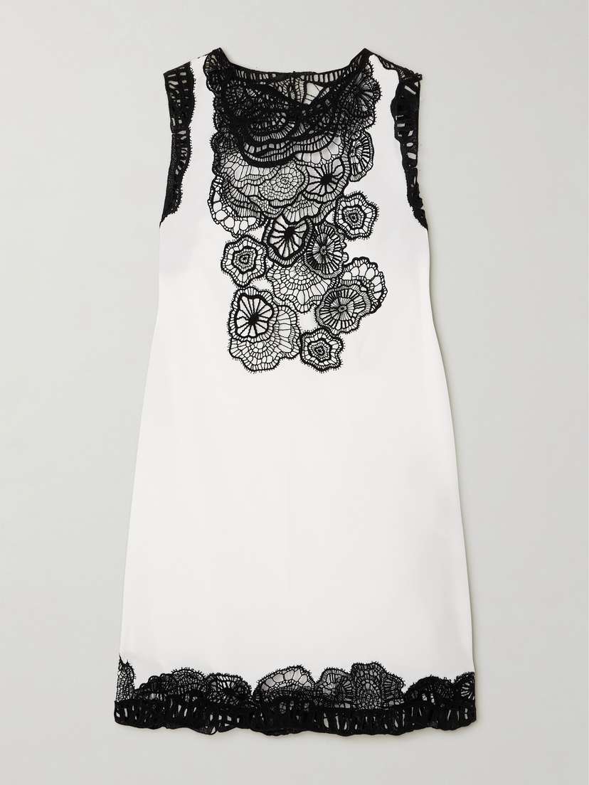 Jil Sander Guipure Lace-trimmed Organic Cotton-poplin Mini Dress