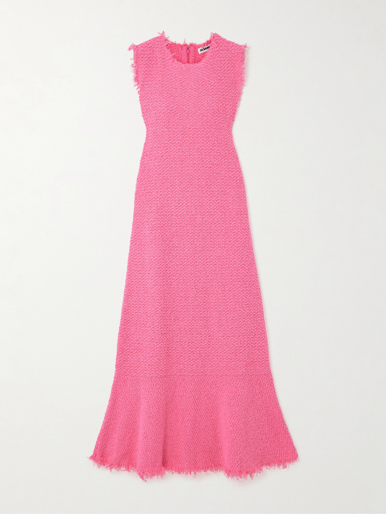 Jil Sander - Frayed Cotton-blend Bouclé Maxi Dress - Pink