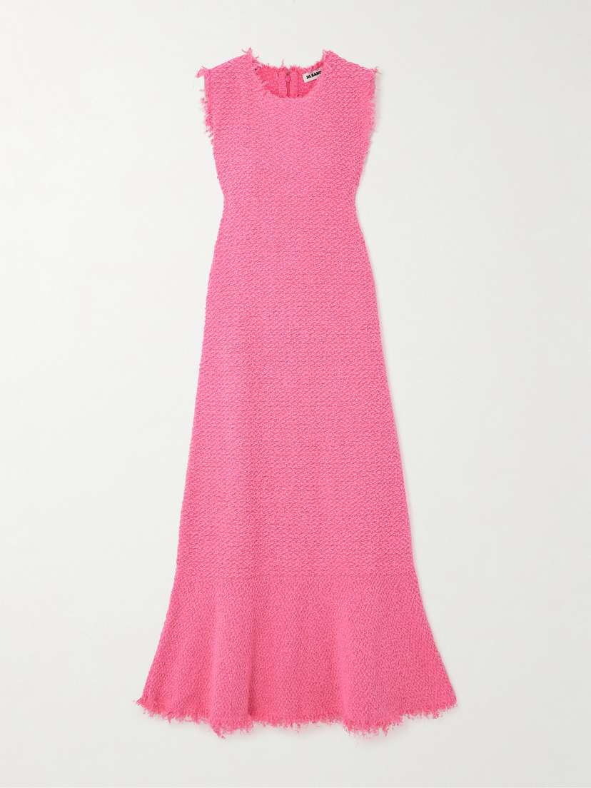 Jil Sander Frayed Cotton-blend Bouclé Maxi Dress