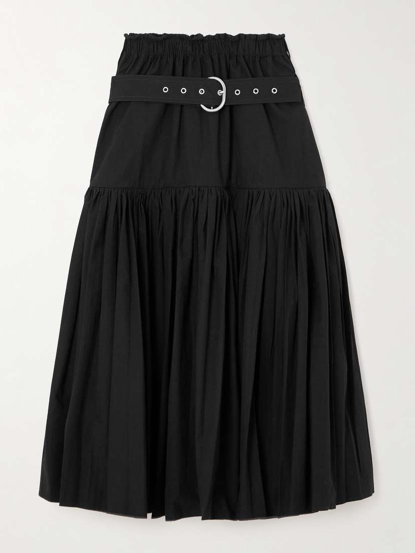 Jil Sander Belted Cotton-poplin Midi Skirt