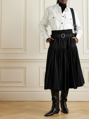 Jil Sander Belted cotton-poplin midi skirt