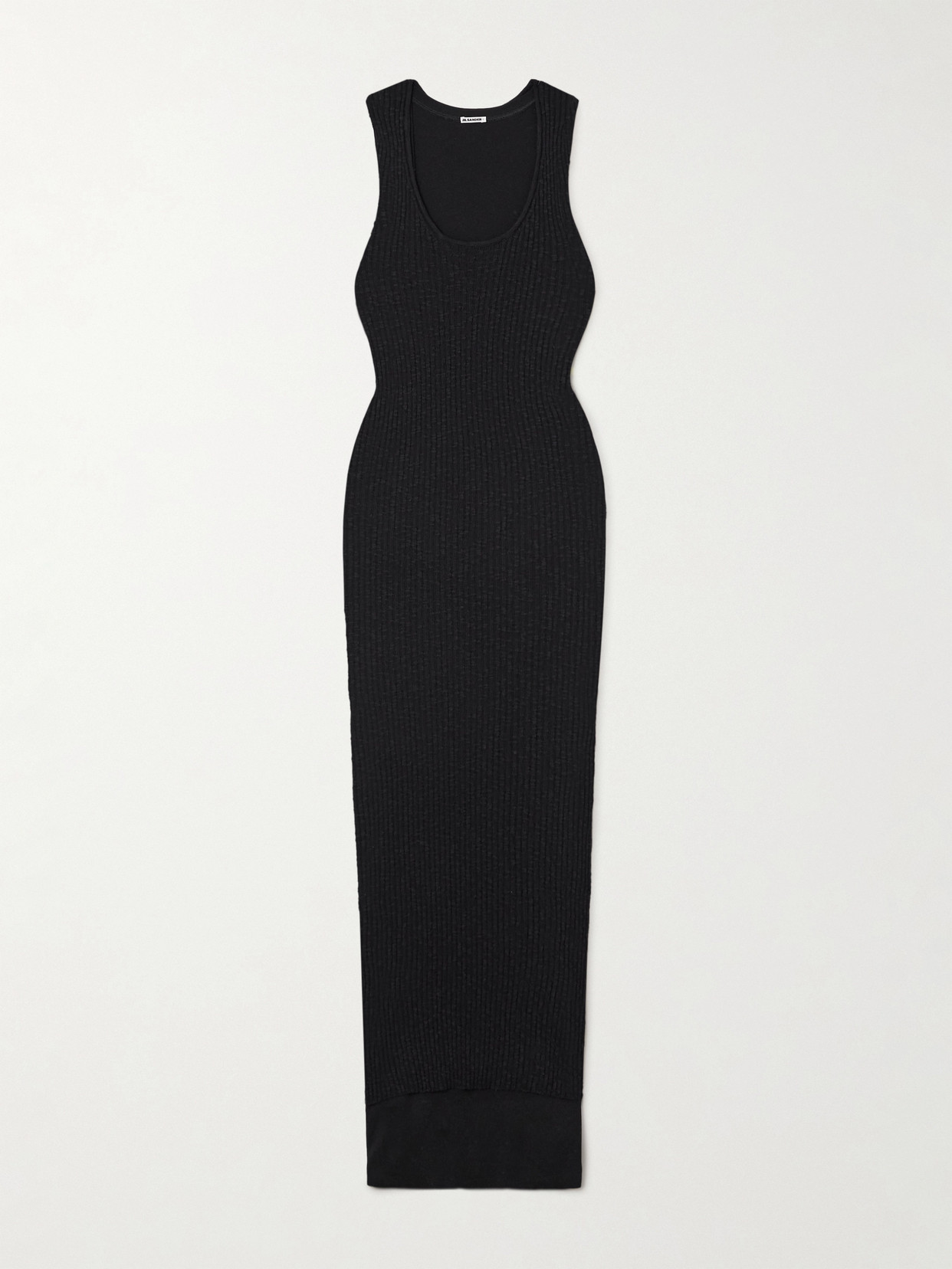 Jil Sander Ribbed Cotton Maxi Dress In Black