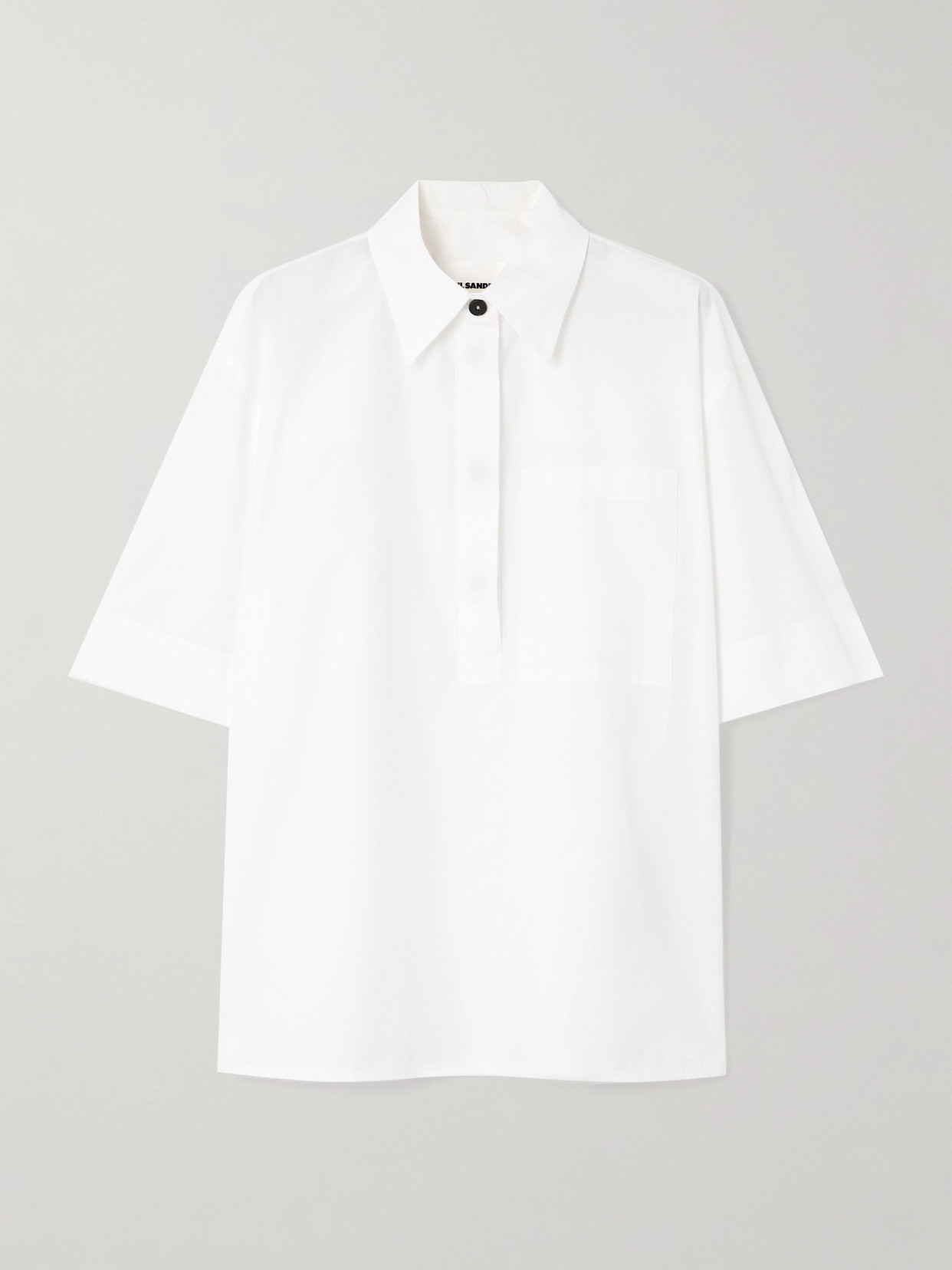 Jil Sander Organic Cotton-poplin Polo Shirt In White